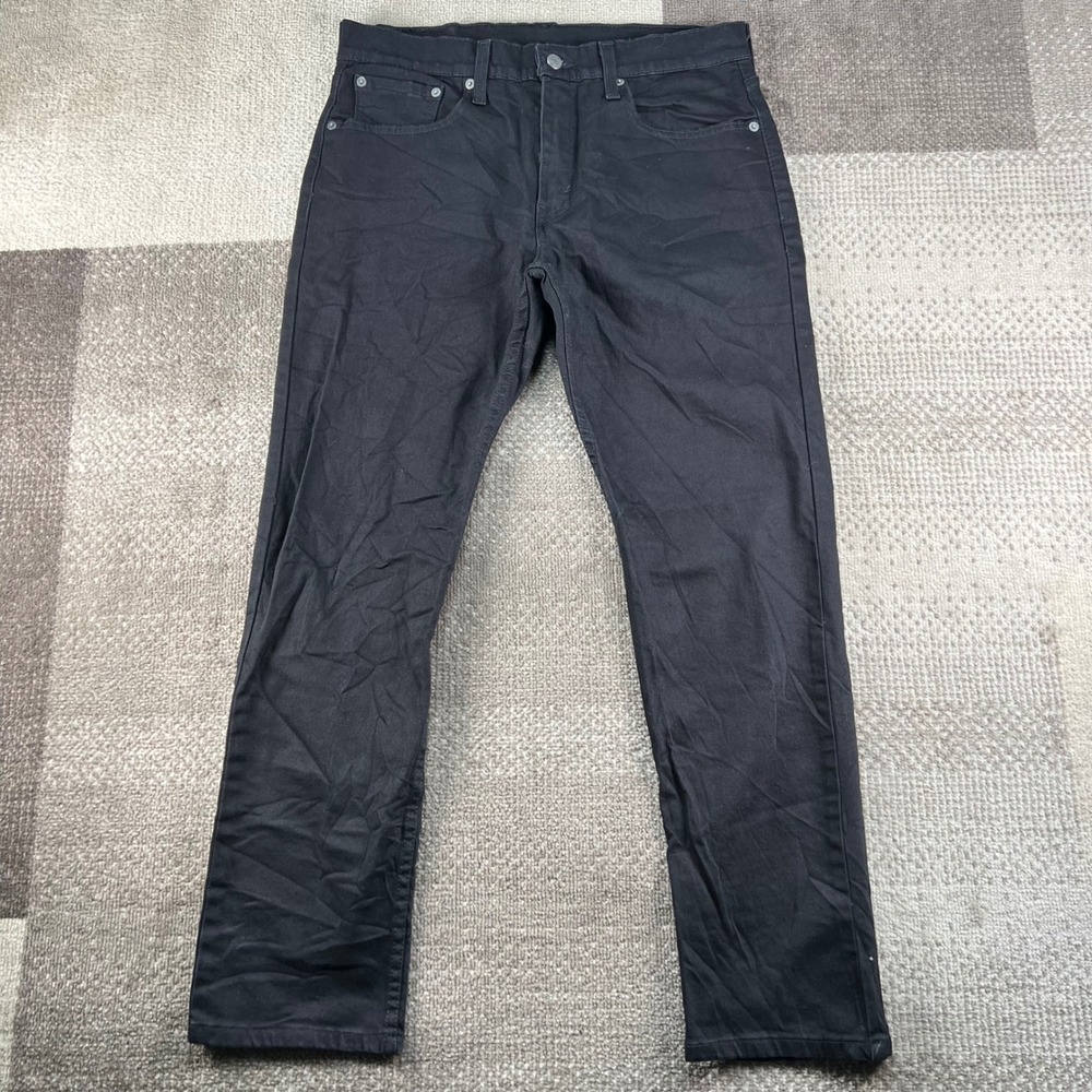 Levis 502 Regular Taper Jeans Mens 32x30 Black Stretch Denim 29507-0001